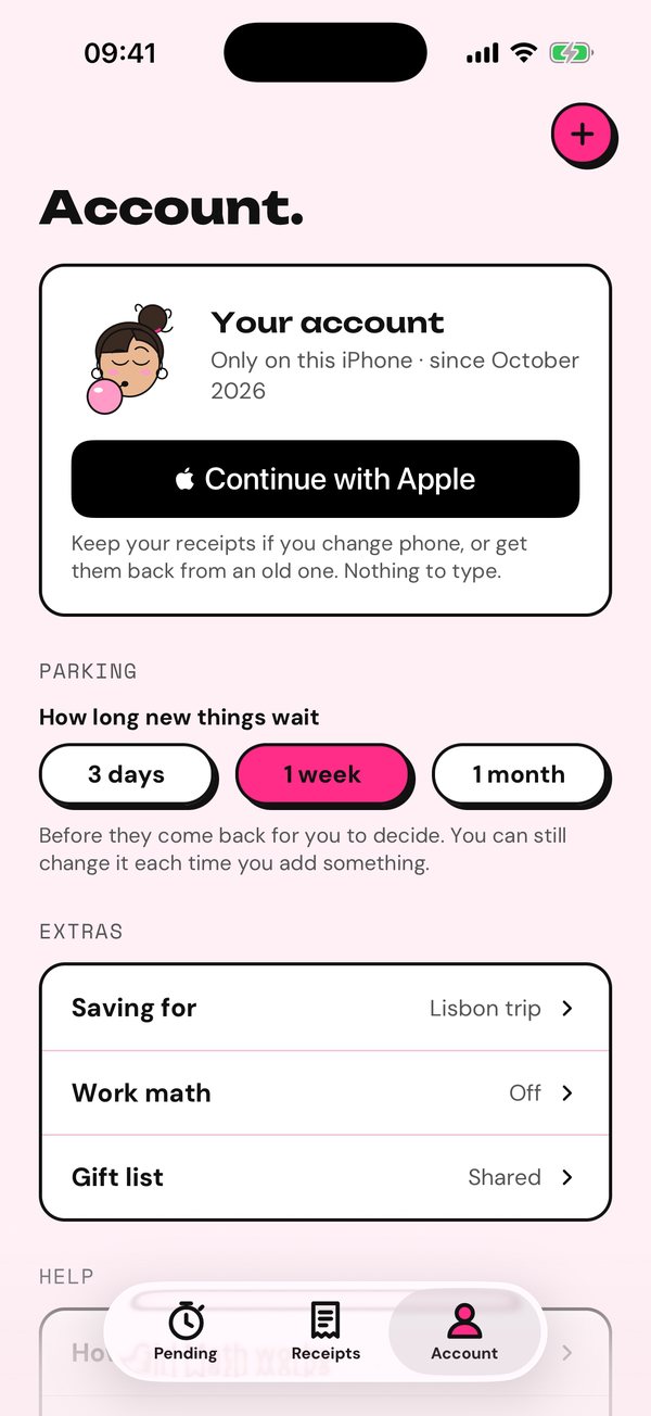 Account screen.